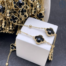 Цепь №310-1 цвет золото клевер черный 12 мм