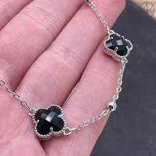 Цепь №310 цвет серебро клевер черный 12 мм