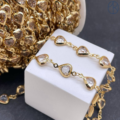 Цепь №311-1 цвет золото сердце 8 мм