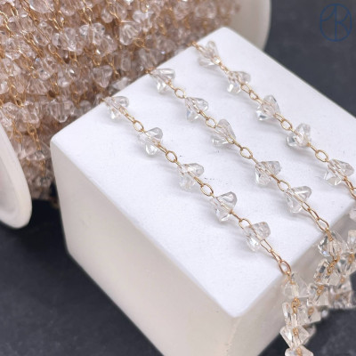 Цепь №312-1 цвет золото чешское стекло прозрачное 4 мм