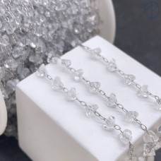 Цепь №312 цвет серебро чешское стекло прозрачное 4 мм