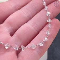 Цепь №312 цвет серебро чешское стекло прозрачное 4 мм