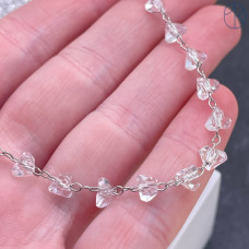 Цепь №312 цвет серебро чешское стекло прозрачное 6 мм