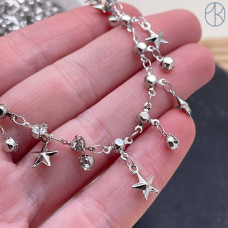 Цепь №315 цвет серебро звездочка и круг 7 мм