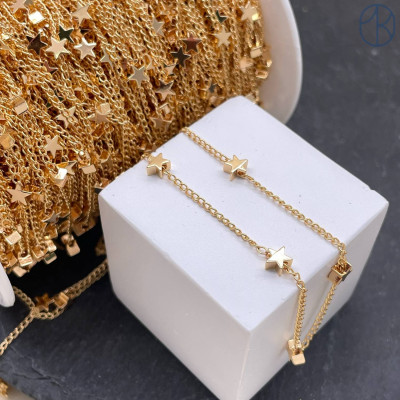 Цепь №316-1 цвет золото звезда 5 мм