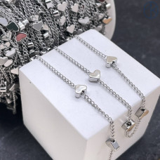 Цепь №317-1 цвет серебро сердце 5 мм 