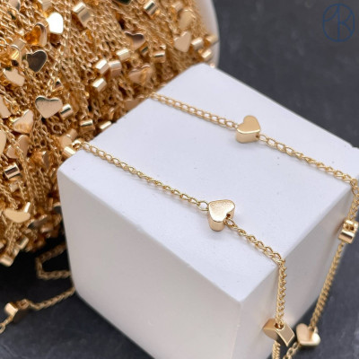 Цепь №317-1 цвет золото сердце 5 мм 