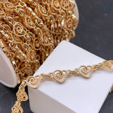 Цепь №318-1 цвет золото сердце 8 мм