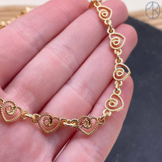 Цепь №318-1 цвет золото сердце 8 мм