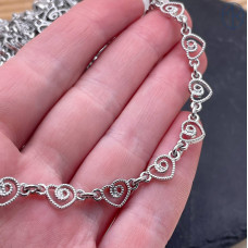 Цепь №318 цвет серебро сердце 8 мм