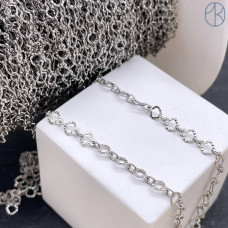 Цепь №320-1 цвет серебро сердце 4 мм 