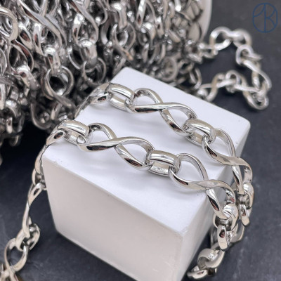 Цепь №322 цвет серебро бесконечность 8 мм 