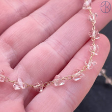 Цепь №326 цвет золото чешское стекло розовое 6 мм