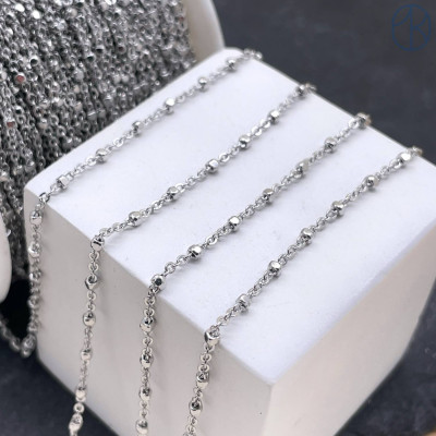 Цепь №330 бусина, цвет серебро 1,5 мм