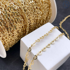 Цепь №331-1 сердце, цвет золото 3 мм 