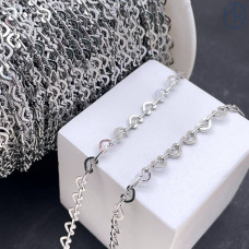 Цепь №331 сердце, цвет серебро 3 мм 