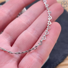 Цепь №331 сердце, цвет серебро 3 мм 