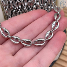 Цепь №344 ракушка, цвет серебро 7 мм 