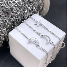 Цепь №36-1 цвет серебро звезда/луна 2х1 мм