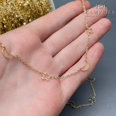 Цепь №36-1 цвет золото звезда/луна 2х1 мм