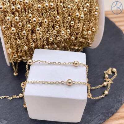 Цепь №791-1 цвет золото 1,5 мм бусины