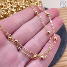 Цепь №791-1 цвет золото 1,5 мм бусины