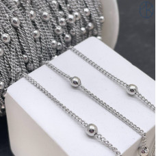 Цепь №791 цвет серебро 1,5 мм бусины