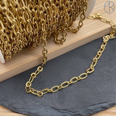 Цепь сталь №118-1С цвет золото 5 мм