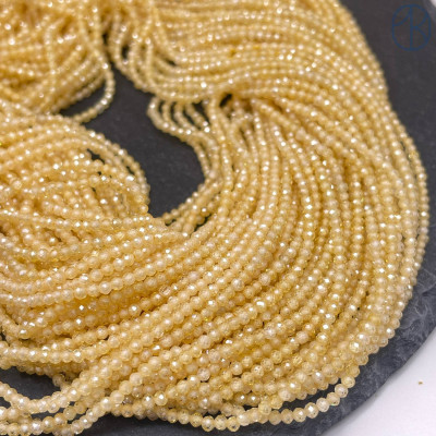 Циркон огранка бледно-желтый 2 мм (кубический цирконий, фианит) 