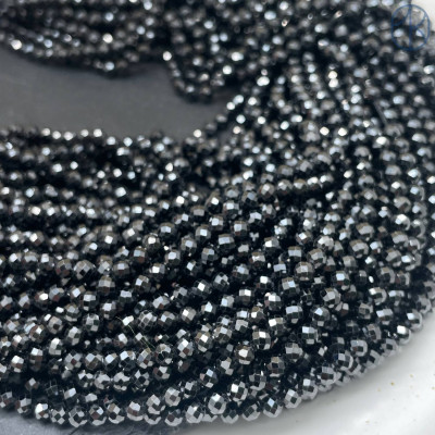 Циркон огранка черный №1 4 мм (кубический цирконий, фианит) 