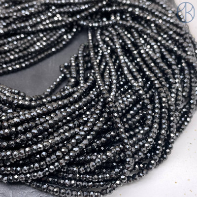 Циркон огранка черный рондель 3 мм (кубический цирконий, фианит) 