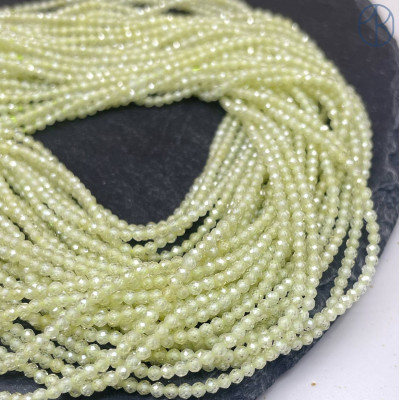 Циркон огранка светло-зеленый 2 мм (кубический цирконий, фианит) 