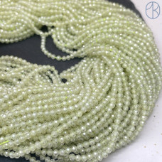Циркон огранка светло-зеленый 3 мм (кубический цирконий, фианит) 