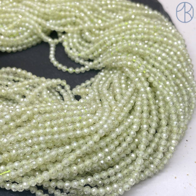 Циркон огранка светло-зеленый 3 мм (кубический цирконий, фианит) 