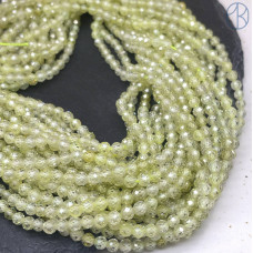 Циркон огранка светло-зеленый 4 мм (кубический цирконий, фианит) 