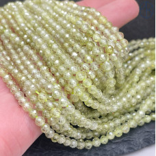 Циркон огранка светло-зеленый 4 мм (кубический цирконий, фианит) 