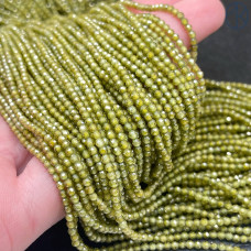 Циркон огранка темно-зеленый 2 мм (кубический цирконий, фианит) 