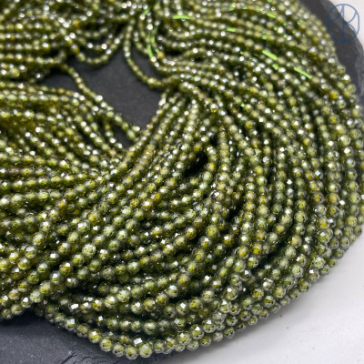 Циркон огранка темно-зеленый 3 мм (кубический цирконий, фианит) 