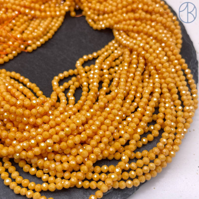 Циркон огранка темно-желтый непрозрачный 3 мм (кубический цирконий, фианит) 