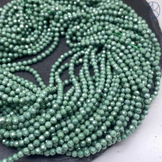 Циркон огранка зеленый непрозрачный 3 мм (кубический цирконий, фианит) 