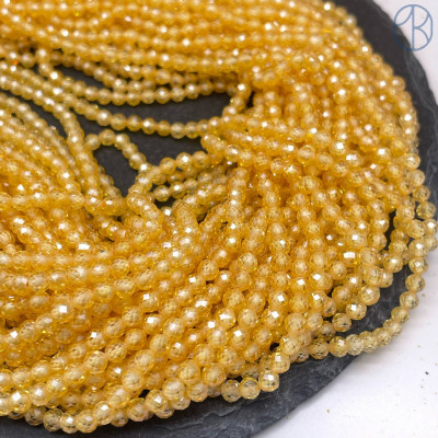 Циркон огранка желтый 4 мм (кубический цирконий, фианит) 