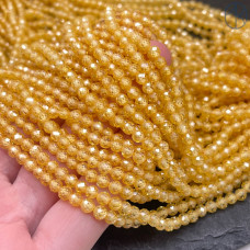 Циркон огранка желтый 4 мм (кубический цирконий, фианит) 