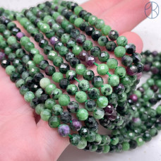 Цоизит 4 мм крупная огранка (64 грани)