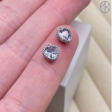 Цвет серебро, Подв-ка Сердце мини сиреневый циркон 6,5*8мм