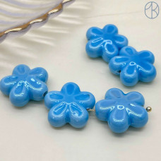 Цветок керамика, цвет голубой 18 мм штучно