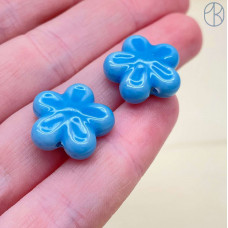 Цветок керамика, цвет голубой 18 мм штучно