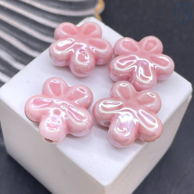 Цветок керамика, цвет розовый 18 мм штучно