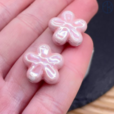 Цветок керамика, цвет розовый 18 мм штучно