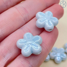 Цветок керамика, цвет светло-голубой 18 мм штучно