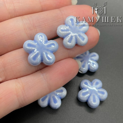 Цветок керамика, цвет темно-голубой 18 мм штучно
